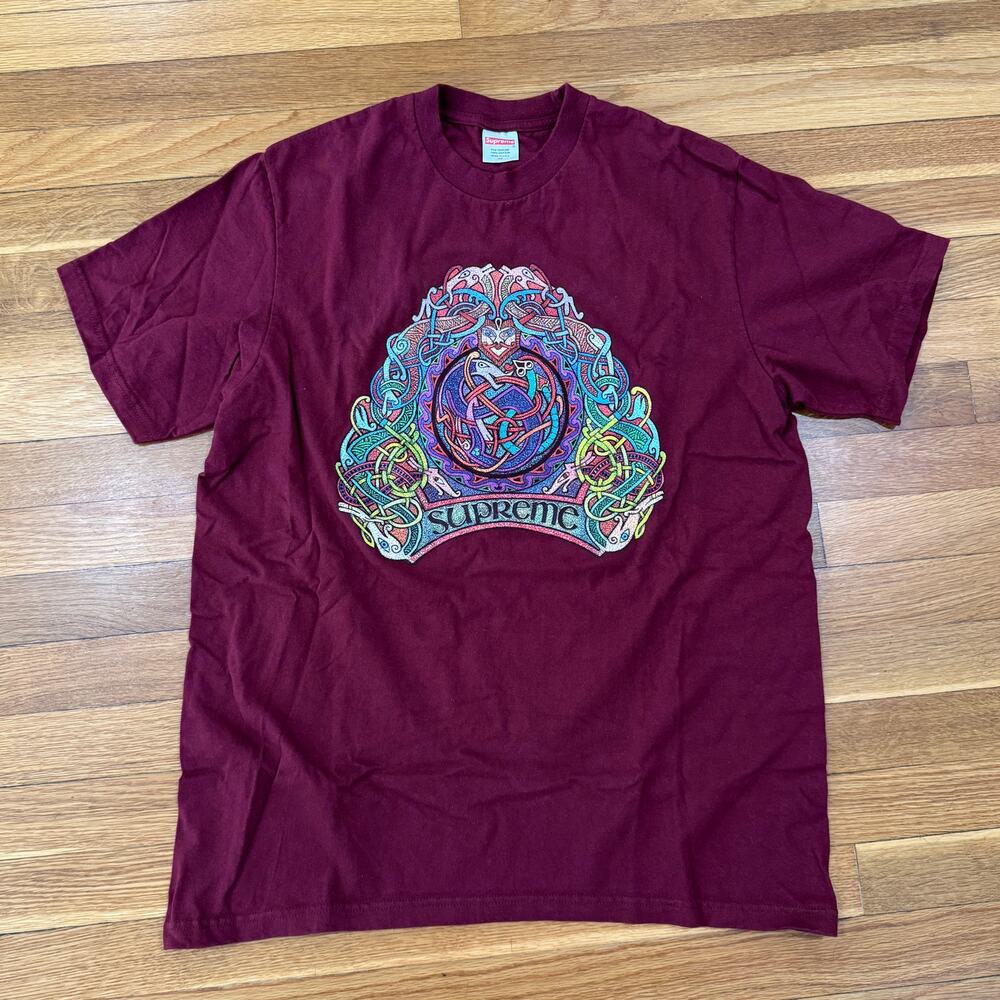 Supreme T-Shirt SS19 Knot Tee Mens Medium Burgandy Short Sleeve